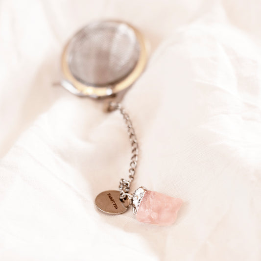 Rosenquarz Kristall Tee-Ei - magisches Teesieb